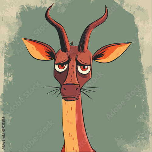 Sad Gazelle Cartoon Illustration
