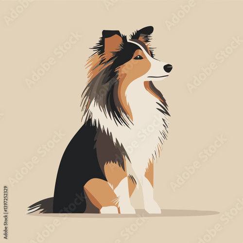 Vector Illustration of a Shetland Sheepdog (Sheltie)