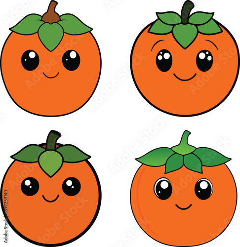Cute persimmon cartoon vector