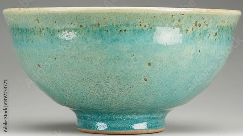 Speckled Teal and Off-White Ceramic Bowl with Ombre Effect