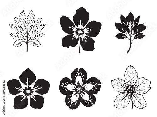 Mountain Laurel Clear Vision Black Line Art White Background