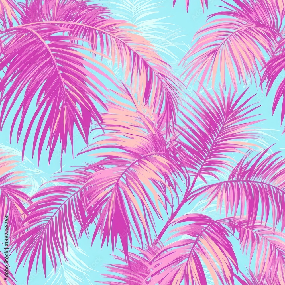 Vibrant Tropical Palm Leaves Pattern Abstract Art Vibrant Tropical Palm Leaves Pattern Abstract Art