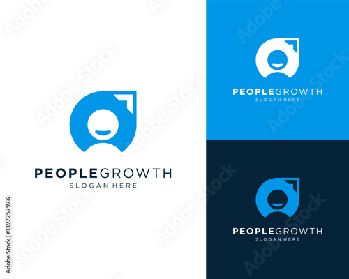Abstract People Person Growth Success For Support Business Group Vector Logo Design Illustration