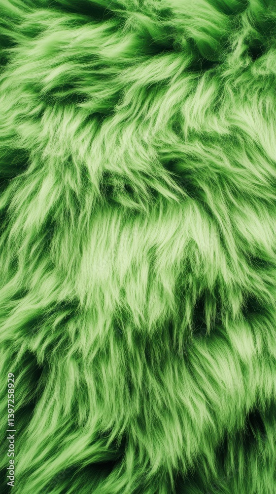 Obraz premium Bright green fuzzy texture ideal for crafts and home decor projects in a cozy setting