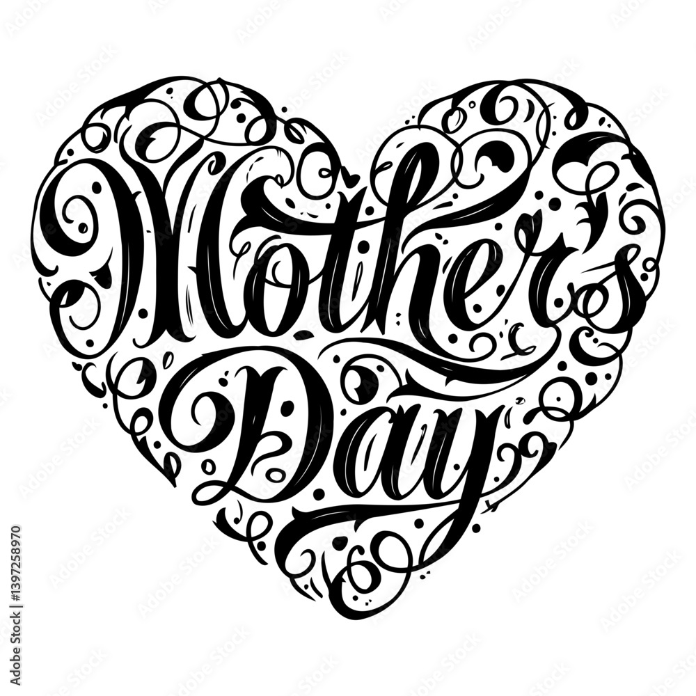 Obraz premium Mother's Day Heart Calligraphy
