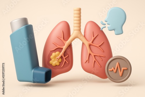 Breathe Easy: Visual representation of the respiratory system, the importance of inhalers, and the science of breathing, essential for health and well-being.