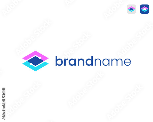 Stack Data Document Modern Colorful For Storage Server Technology Vector Logo Design Illustration
