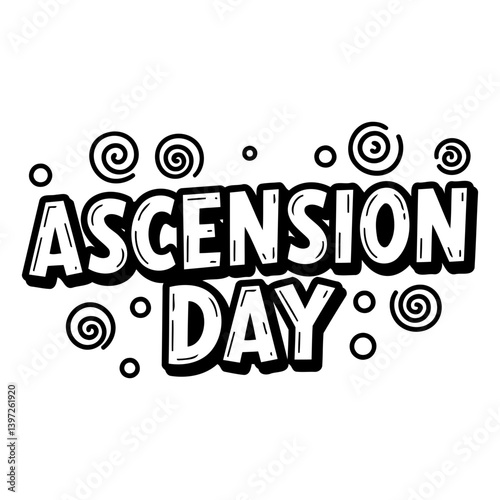 Ascension Day graphic, bold text, swirls