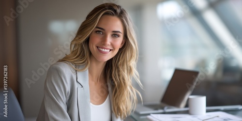 Confident businesswoman smiling, at work Free Download Confident businesswoman smiling, at work - GFXLoad