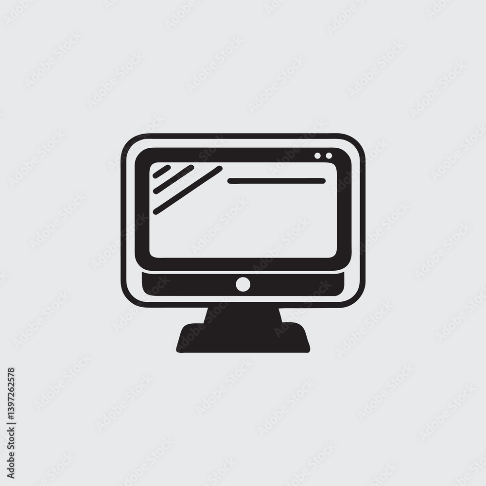 Flat Design Desktop PC Silhouette Vector Template
Flat Design Desktop PC Silhouette Vector Template