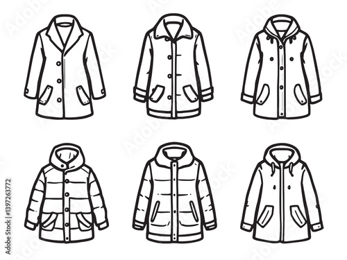 Overcoat Black Line Art on White Background