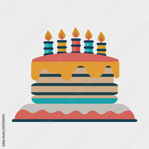 Colorful Birthday Cake with Candles