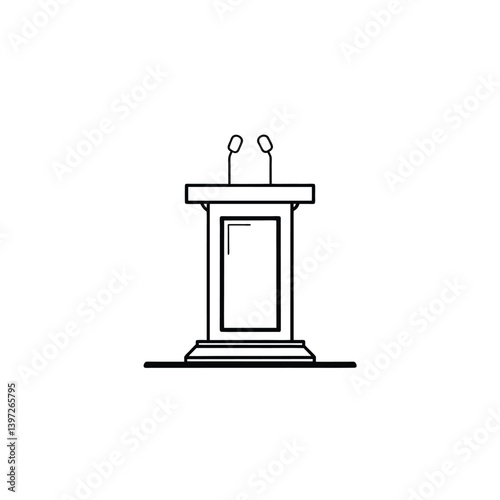 podium speech line art on white background
