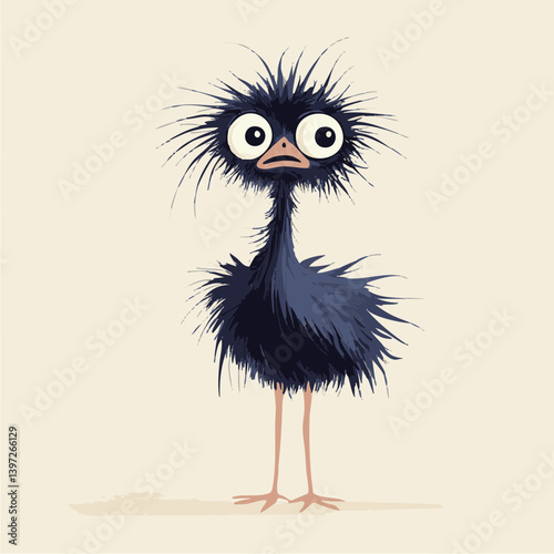 Cartoon Bird with a Surprised Expression
