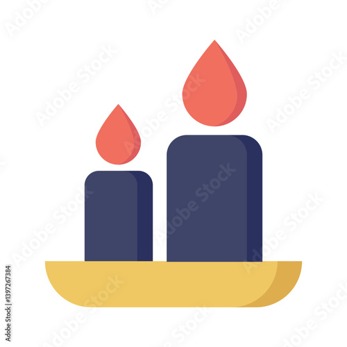 Stylized Candle Illustration on Plate