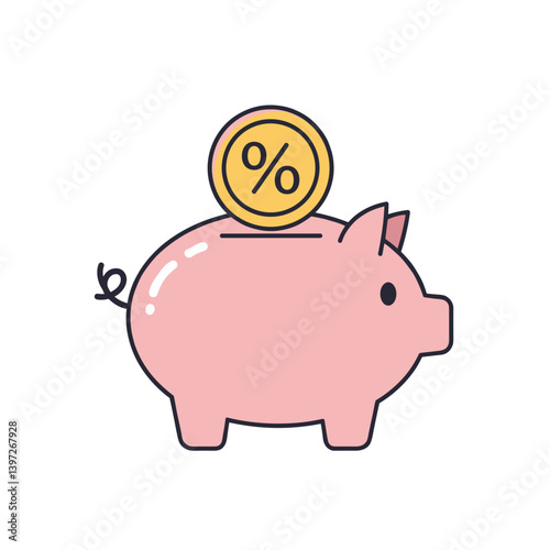 Piggy bank with coin symbolizing savings and investment  
