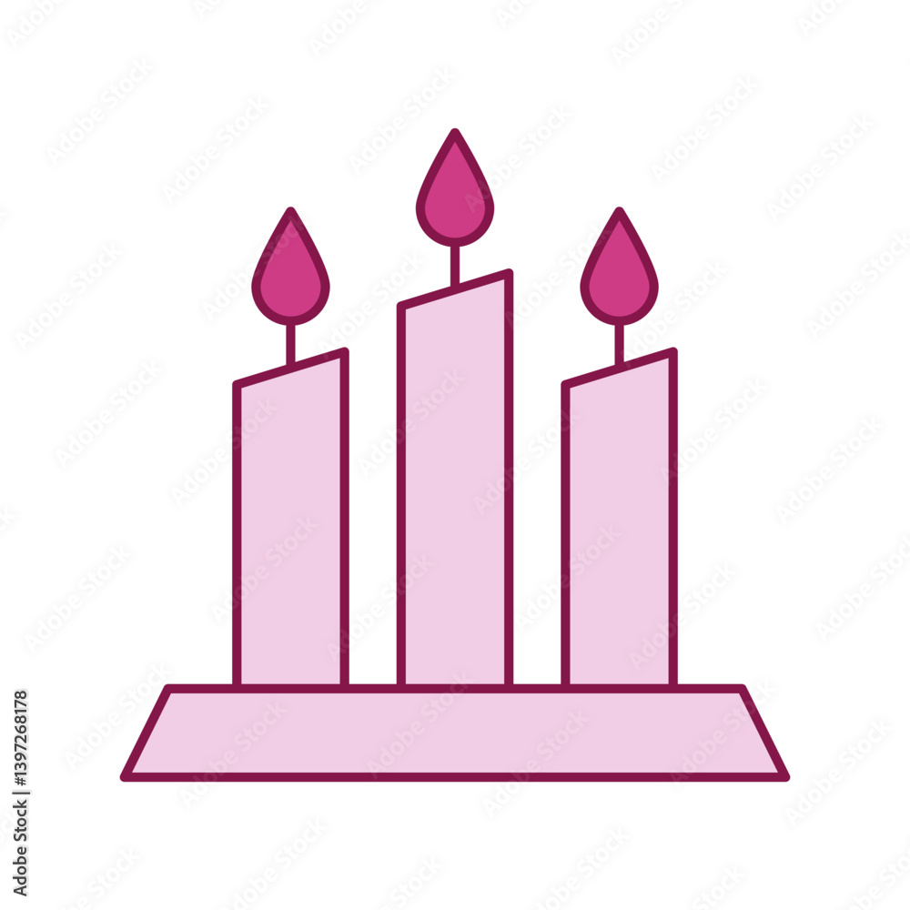 Three Pink Candles Icon Three Pink Candles Icon