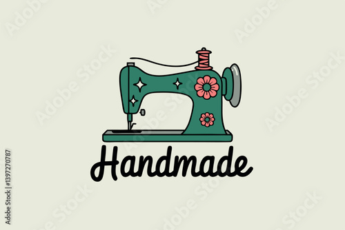 Vintage Sewing Machine Illustration