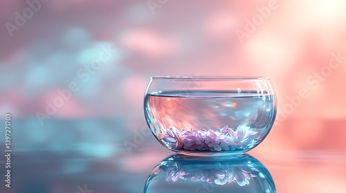 Wallpaper Mural bowl of crystal water reflecting soft pastel colors serene and calm ambiance for wellness mindfulness balance and healthy clean lifestyle inspiration Torontodigital.ca