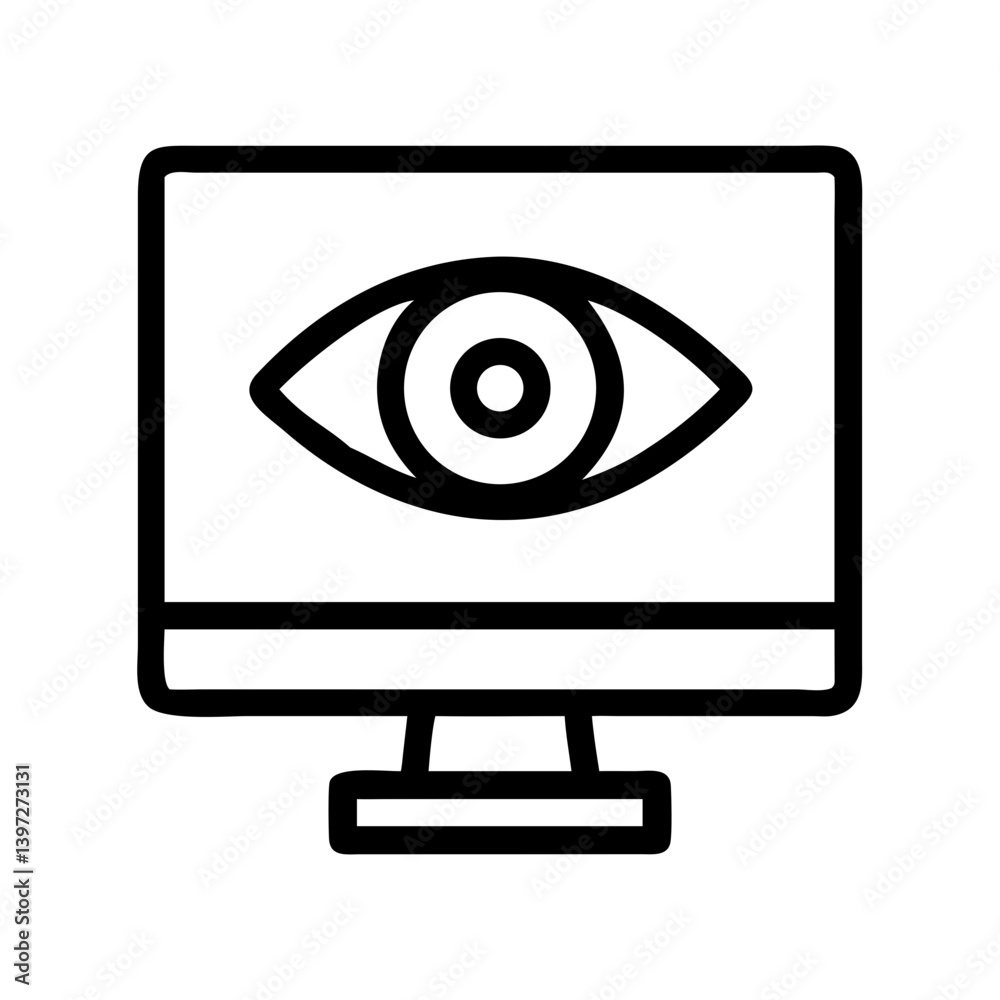 Monitor with Eye Symbol for Review Icon Design Monitor with Eye Symbol for Review Icon Design
