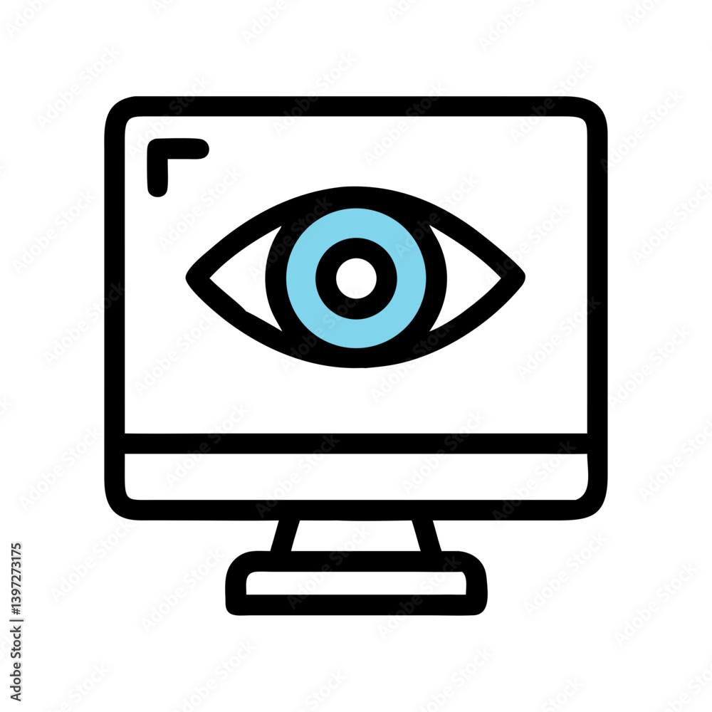 Monitor with Eye Symbol for Review Icon Design Monitor with Eye Symbol for Review Icon Design