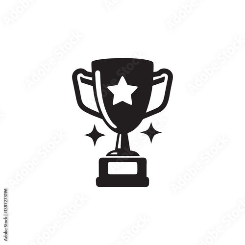 Black Winner Trophy Silhouette – Vector Design



