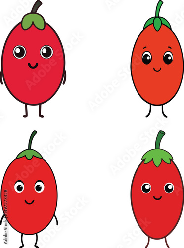 Cute goji berry cartoon vector