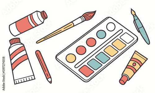 brushes and paints