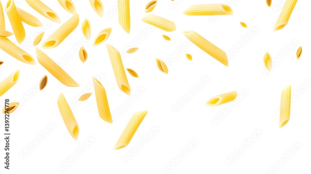 Fototapeta premium Italian Penne Pasta Isolated on White Background for Culinary Use