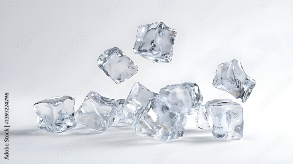 Realistic Ice Cubes Isolated on White Background for 3D Rendering Realistic Ice Cubes Isolated on White Background for 3D Rendering
