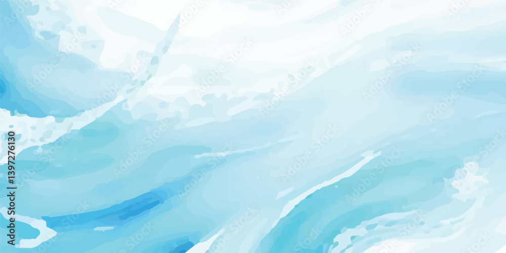 Obraz premium Premium Watercolor Sea Wave Texture in Soft Blue and White Palette – High-Quality Abstract Background for Marine-Themed Creative Projects and Digital Use