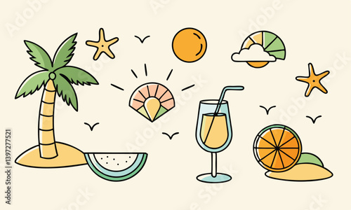 set of summer icons
