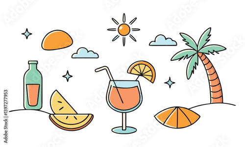 set of cocktails and drinks
