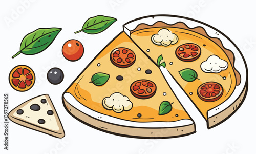 pizza on a white background