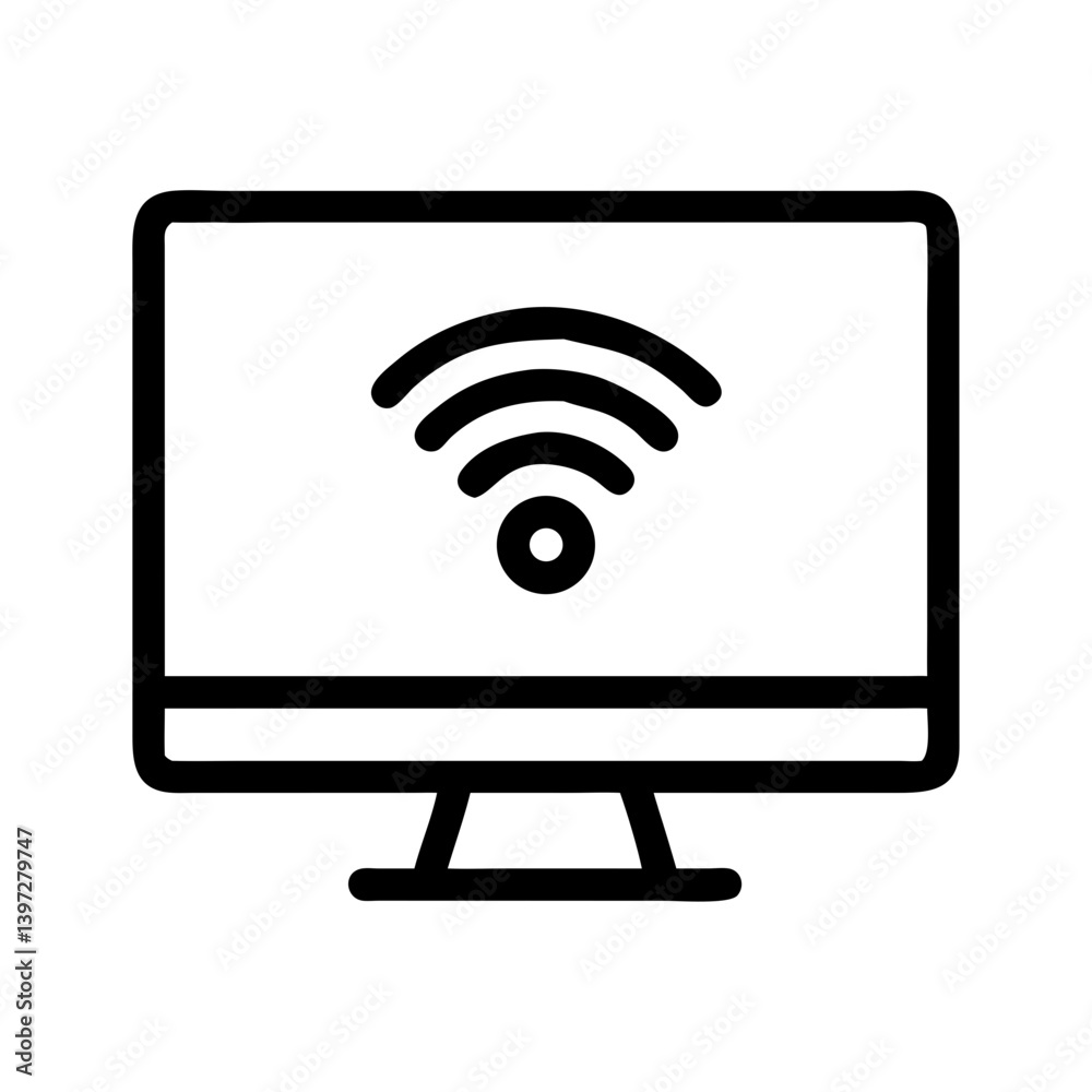 Monitor with Wi-Fi Connection Symbol Icon Design Monitor with Wi-Fi Connection Symbol Icon Design