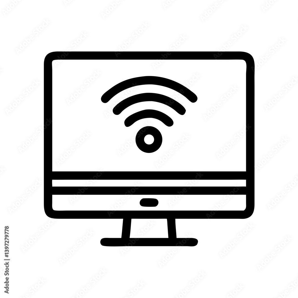 Monitor with Wi-Fi Connection Symbol Icon Design Monitor with Wi-Fi Connection Symbol Icon Design