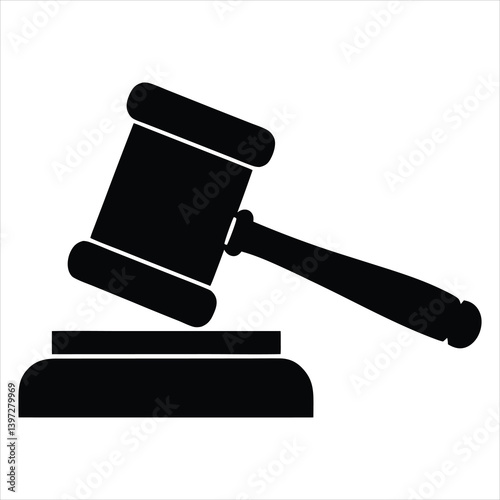 Gavel Icon: Law, Justice, Auction, Court, Legal, Judge, Symbol, Vector, Black, Silhouette