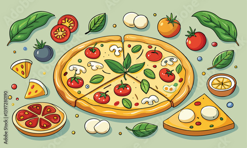 pizza with tomato and cheese