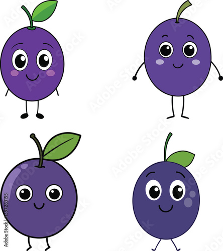 Cute acai berry cartoon vector