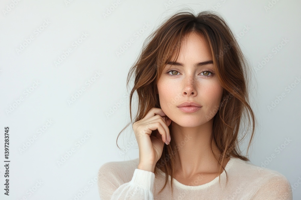 happy young woman with curious expression smiling for the camera isolated portrait happy young woman with curious expression smiling for the camera isolated portrait