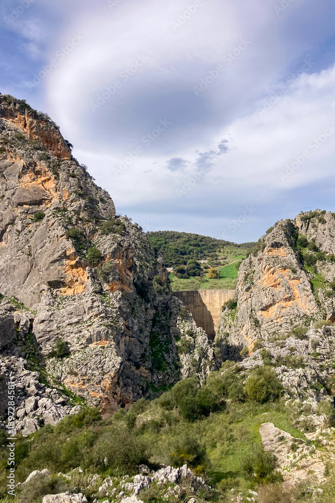 Hiking to Montejaque dam (Presa de Montejaque) and Hundidero cave (Cueva del Hundidero) in the province of Malaga, Andalusia, Spain Hiking to Montejaque dam (Presa de Montejaque) and Hundidero cave (Cueva del Hundidero) in the province of Malaga, Andalusia, Spain