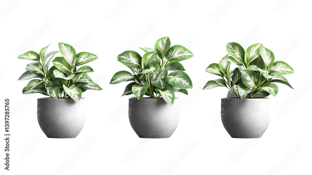 Fototapeta premium Pack of Silver Dollar Plant Set Against Transparent Background for Botanical or Decor Projects