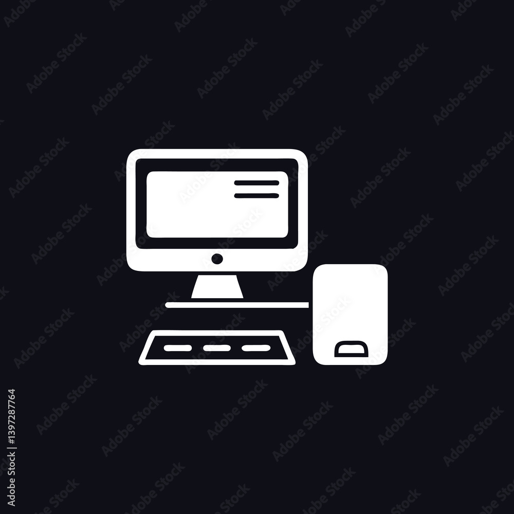 Flat Design Desktop PC Silhouette Vector Template
Flat Design Desktop PC Silhouette Vector Template