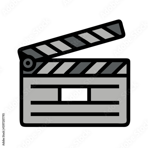 Movie Clapperboard with Scene Stripes Icon Design