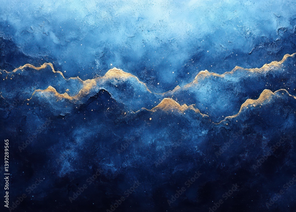 Obraz premium Abstract Watercolor Background of Blue Ocean Patterns Underwater