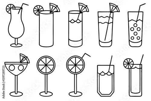 Tom Collins glass illustrations for creative projects