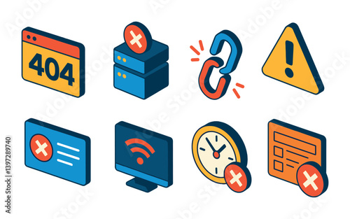 Error and alert icons set - 3d style for ui/ux design