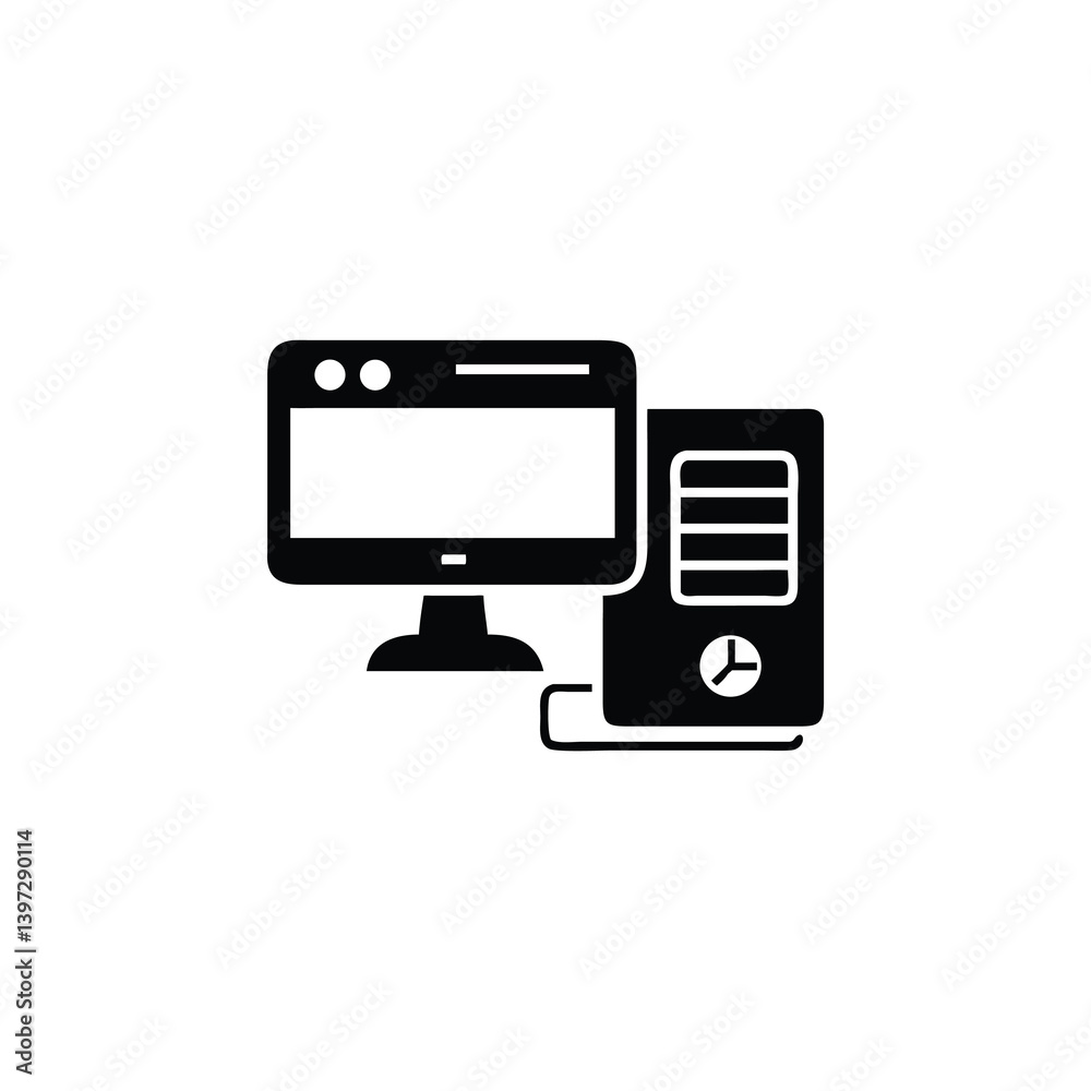 Flat Design Desktop PC Silhouette Vector Template
Flat Design Desktop PC Silhouette Vector Template