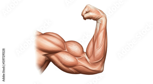 Isolated muscular arm on white background