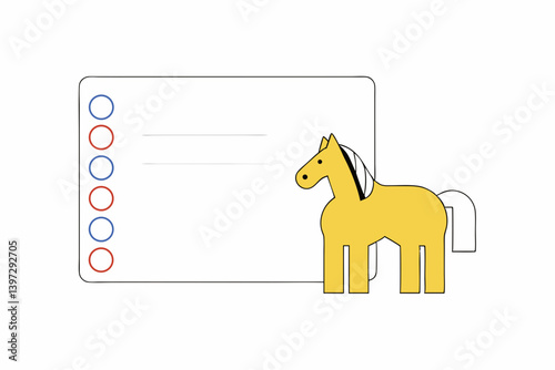 Illustration of a horse. Zodiac sign. Horse riding. Horse racing.
